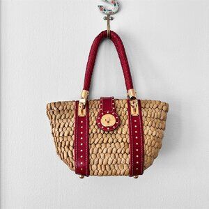 Michael Kors Santorini Raffia/Leather Braided Bag